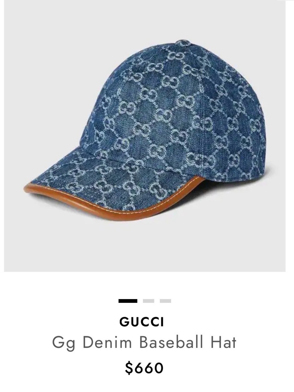 NEW Gucci GG Monogrammed Denim Baseball Cap - Picture 2 of 11